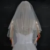Groothandel luxe bruiloft sluier met kristalrand korte twee lagen witte ivoor tule bruids sluier 2023 h6cn#