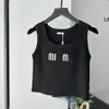 Summer new women tank top black sexy slim thin knitted undershirt designer letters embroidery simple clothes