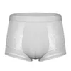 Sous-vêtements hommes sous-vêtements mince Boxer Transparent Sexy sous-vêtements effronté Slip glace soie respirant pure homme mâle Gay Shorts