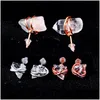 Boucle d'oreille bijoux cristaux de guérison Quartz Sier or Point femmes filles pierre naturelle boucles d'oreilles à la main livraison directe Dhqun