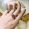 Anillos de racimo SpringLady Vintage 925 Plata esterlina 7 9mmoval Ruby Alto Carbono Diamantes Anillo de fiesta de piedras preciosas para mujeres Joyería fina