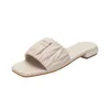 Designer Slides Donna Sandali con slide metallizzati pantofole di lusso da donna estate da donna Beach walk Pantofola scarpe t b Sandalo Lady Festa di nozze Appartamenti Suola in gomma taglia 36-42