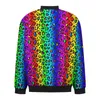 Rainbow Casual Jackets Male Black Leopard Print Coats Autumn Trendy Jacket Waterproof Graphic Outerwear Clothing Big Size J6GA#
