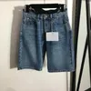 Damesjeans lente/zomer hoge taille strass-alfabet gesplitste driehoekige short 5/4