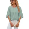 Blouses Designer Women Soild O-Neck Front Decoration Blouses Casual Clothing For Summer