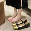 Casual Shoes Summer Womens Flats Square Buckle Comfortable Ballerinas Soft Toe Ballet Flat Jane Woman Leather