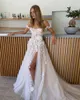 Lorie 3D Frs Mariage Dres de l'épaule chérie cou robes de mariée côté fendu Vintage Appliques Boho robe de mariée m0ui #