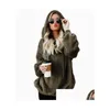 Dames Hoodies Sweatshirts Dames Winter Dames Sherpa Oversized Fleece Plevier Met Capuchon Losse Pluizige Jas Warme Streetwear Drop Delive