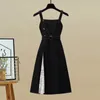 Otoño coreano suéter de punto cruzado vestido negro sexy de dos piezas vestidos elegantes para mujer conjunto traje femenino 240329