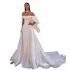 lceland Poppy 2 in 1 Mermaid Satin Wedding Dres 2024 Sleevel Beaded Floor Length Bridal Gowns with Detachable Train 22I3#