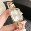 2024 Montre-bracelet de marque de mode pour femmes Carré Luxe Lady Girl style Chaîne en acier Bracelet bande montres à quartz Livraison gratuite