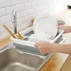 Kitchen Storage Folding Retractable Drain Basket Bowl Rack Tableware Box Dishwashing Sink Chopsticks