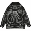 Hip Hop Rock Y2K Zipper Cardigan Sticked Warm Loose Skull Cott Tröja Etniska toppkläder Autumn och Winter New Street Style Q2QI#