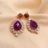 Stud Earrings YYGEM Natural 8mm Amethyst 12x16mm Teardrop Shape Cz Pave Dangle Lady Jewelry Femme