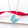 Brand de créateur Van New Turquoise Blue Butterfly Collier GLOD PLADAD 18K Gold Product Collar chaîne