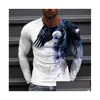 Men'S T-Shirts 4 Colors Eagle Print Mens T Shirts Street Trend 3D Printing Plus Size Long Sleeves Drop Delivery Apparel Clothing Tees Dhpe8