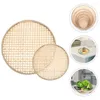 Dinnerware Sets 2 Pcs Tray Natural Bamboo Woven Low Basket Handmade Sieve 2pcs (cross Flat Cover 36cm 26cm) Household Bread Serving