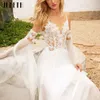 Elegant Boho Wedding Dr Women Beach-applikationer Vestido de Noiva brudklänning Chiff Spaghetti Straps V-Neck Open Back R713#