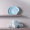 Cups Saucers 200ml Blue Ocean Style Hand-painted Ceramic Three-dimensional Embossed Coral Coffee Cup And Saucer Mugs