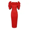 Large S-4Xl Hollow Round Neck Solid Color Pleated High Waist Slim Fit Banquet Party Pencil Women's Dress 715396