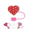animals love heart silicone straw toppers accessories cover charms Reusable Splash Proof drinking dust plug decorative 8mm/10mm straw party