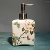 Conjunto acessório de banho estilo chinês mão dispensador de sabão floral porcelana recarregável garrafa cerâmica removível vintage shampoo recipiente casa