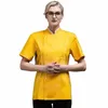 Szefowa koszulka kurtka Chef Mężczyźni Kobiety Cook Płaszcz Restauracja hotel kuchnia noszenie kelner mundur z krótkim rękawem catering kuchenna odzież R166#