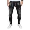 Nieuwe Mannen Hoge Kwaliteit Luxe Merk Jeans Koreaanse Fi Skinny Designer Kleding gescheurd gat Hiphop klassieke Designer casual broek Z77q #