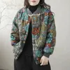 가을 겨울 프린트 플로럴 코트 코트 여성 따뜻한 파카 빈티지 단일 가슴 lg 슬리브 슬리브 한국 재킷 따뜻한 겉옷 new t0ab#