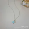 Designer Brand High version Van Butterfly Necklace Womens New Shell Turquoise Pendant Rose Gold Mini Blue Agate Collar Chain