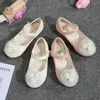 girls Princess shoes pearl bowknot baby Kids leather shoes white pink infant toddler children Foot protection Casual Shoes 149S#