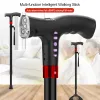 Controle lichtgewicht verstelbare LED LED Walking Cane FM Radio Mp3 Smart veiligheid val Alarm Walking Stick voor ouderen