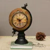 Table Clocks Useful Study Room Desk Retro Globe Shape Piggy Bank Durable Clock Ornament European And American Style For Living