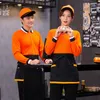 t-shirt Catering Waiter Workwear Lg Sleeve Autumn Print Embroidery Men's and Women's Hot Pot Restaurant Fast F S6nY#