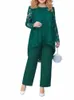 5xl Plus Size 2 Piece Set Lace Clothing for Women Tops and Byxor Pants New Diki Fi Party Casual Outfits Q8G9#