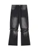 Hip-Hop Hole Jeans Uomo Donna Vintage gradiente pantaloni di jeans dritti Wed Distred cintura Trim Pantaloni Street Baggy svasato Pant o3di #
