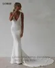 Lorie Hot Sale Mermaid Wedding Dres Spaghetti BANKS Soft Satin Boho Bruidsjurken V-Neck Butt Back Back Wedding Party Jurk 2022 N36W#