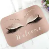 Trendy Rose Gold Glitter Eyelash Lashes Welcome Door Mat Sparkly Makeup Rubber Doormat Rug Carpet Chic Home Beauty Studio Decor Y2261D