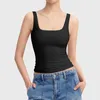 Camisetas sin mangas para mujer, Tops en capas con encaje, cuello redondo, sin mangas, tejido acanalado, camiseta sin mangas corta informal cuadrada para mujer