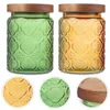 Garrafas de armazenamento 2 pcs vidro begonia flor jar titular de doces com tampa fornecimento recipiente de vasilha de chá conveniente