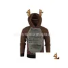 Erkek Hoodies Sweatshirts Erkek Kazak Noel Kadınlar Erkekler Elk Kulak Komik Sweaters Parti Kapşonlu Jumper Çift Ailesi Dro Dhojd