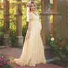 Maternity Lace Dress Pregnancy Ruffles Short Sleeved Long Elegant Pography Solid Color PoShoot 240318