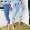 Plus Size Kwastje Patchwork Vintage Stretchy Skinny Knielengte Distred Mom Jeans Rijbroeken Denim Jeggings Broeklegging Capris O8qM#