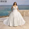 Jeheth Plus Taille A-ligne Satin Mariage Dres Bretelles Spaghetti Manches Robes De Mariée Backl Dentelle Fesses Robe De Novia 2024 D6bV #