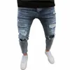 Jeans taille haute pour hommes Zipper Stretch Jeans Casual Slim Fit Pantalon Homme Crayon Pantalon Denim Skinny Jeans pour hommes Ripped w1JJ #