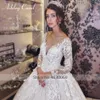 Ashley Carol Hochzeit Dr 2024 Romantische Sweethear LG Sleeve Princ Braut Perlen Spitze Applikationen Kathedrale Vestidos de Novia m0w9 #