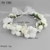 meldel Bridal hair accories foam rose headband women headdr silk fake fr wreath handmade headband Q8qB#