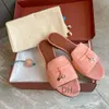 loro p pantofole da donna designer sandali estivi piatti da passeggio ciabatte da spiaggia mocassini decorativi da esterno in pelle lavorata a maglia 35-42