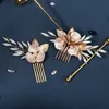 Bridal Wedding Hair Acntices Metal Metal Fr Leaf Hair Combs Clips For Women Party Bride Headpice Bridesmaid Gift M29i #