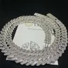 Projektant biżuterii o szerokości 15 mm 925 srebrny biżuteria biodra Hip Hop Custom Cuban Link łańcuch VVS Bagieette Moissanite Diamond334L